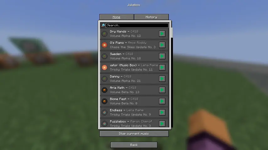 Jukebox Menu: Home Tab