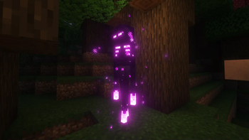 an enderman in a dark forest