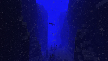 A giant squid swimming through a Trench