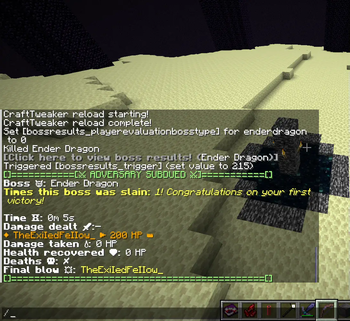 Example of a boss results message (outdated)