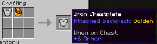 Attaching a backpack to a chestplate