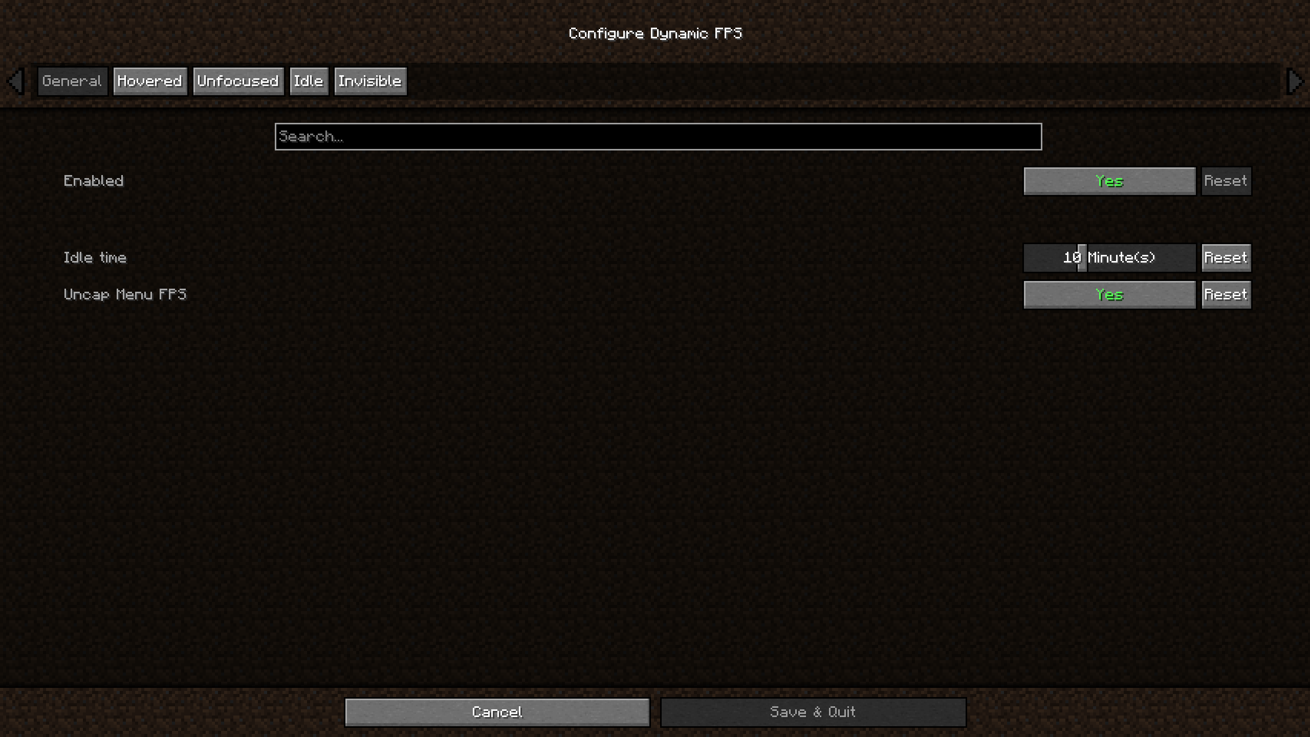 Main Config Screen