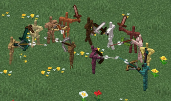 Armor Stands during Battle on a Meadow