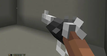 Iron gun in hands