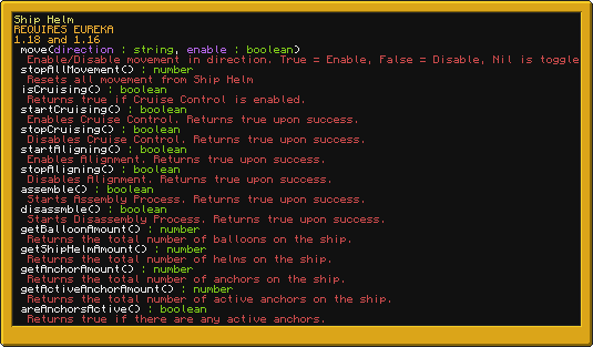 Ship Helm methods