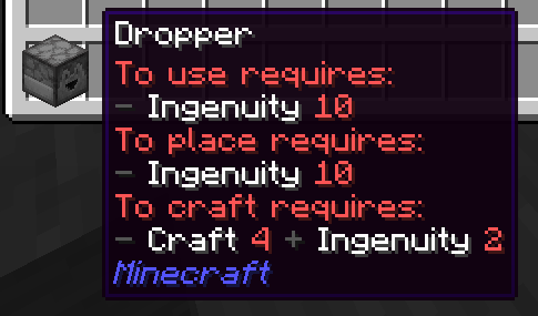 Example skill requirements for a dropper
