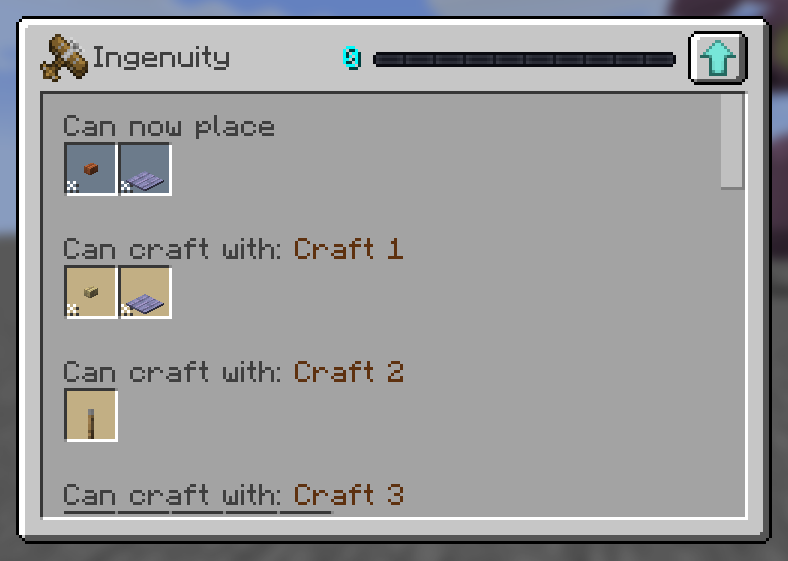 Example skill unlocks menu