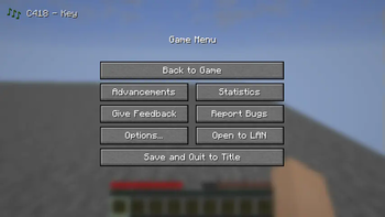 Pause menu