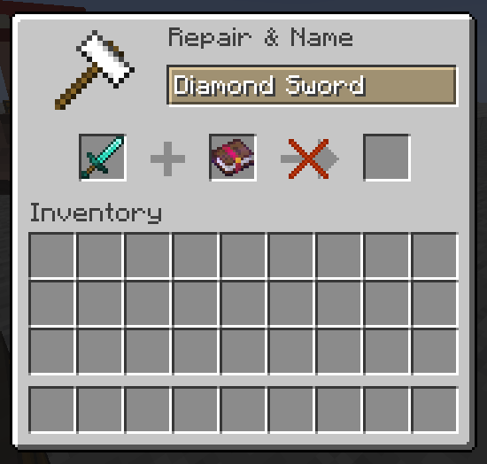 Attempting to combine a sword and enchanted book in anvil