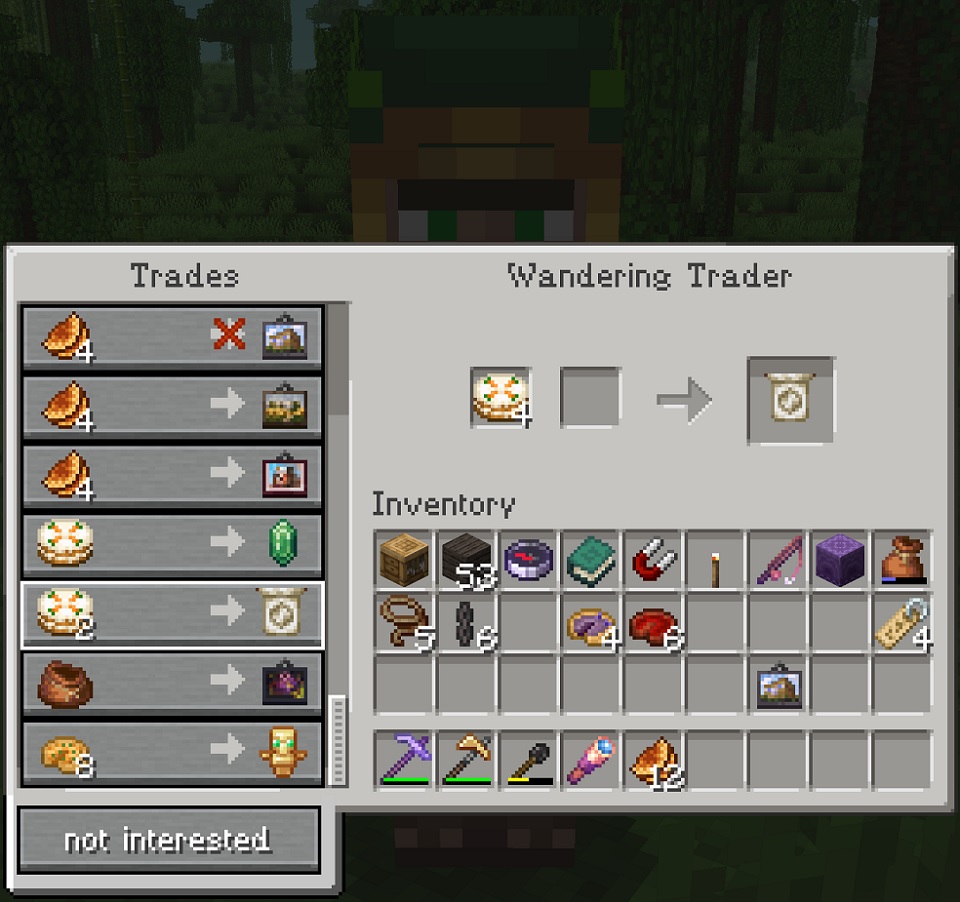 Wandering traders offer valuable items in exchange for a good meal. They are a source of several unique paintings. Send them away if you don't want to trade.