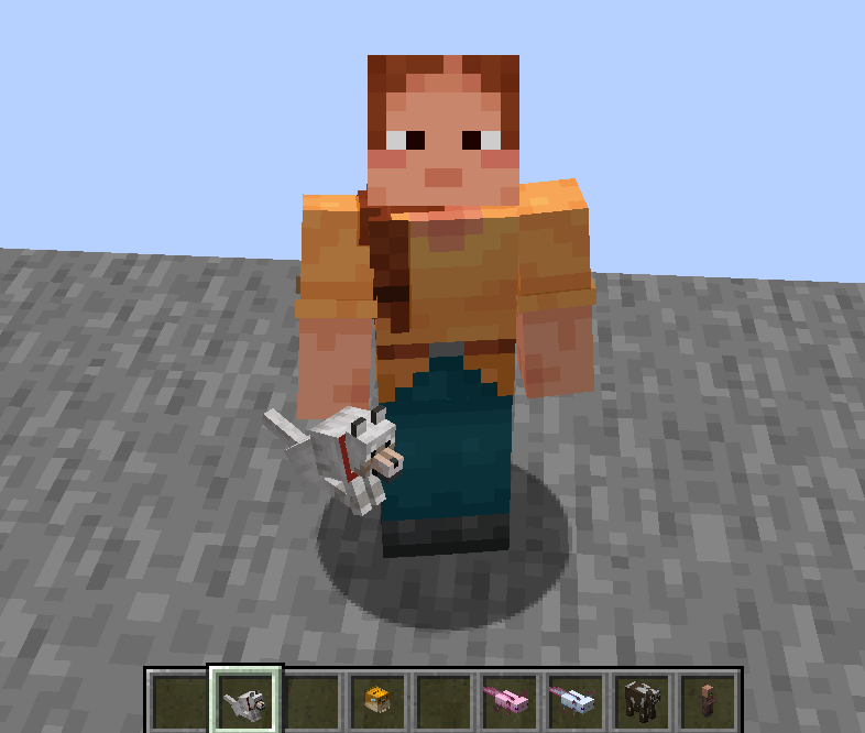 Holding a wolf with other mobs in hotbar