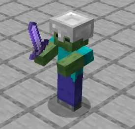 A zombie holding an enchanted iron sword