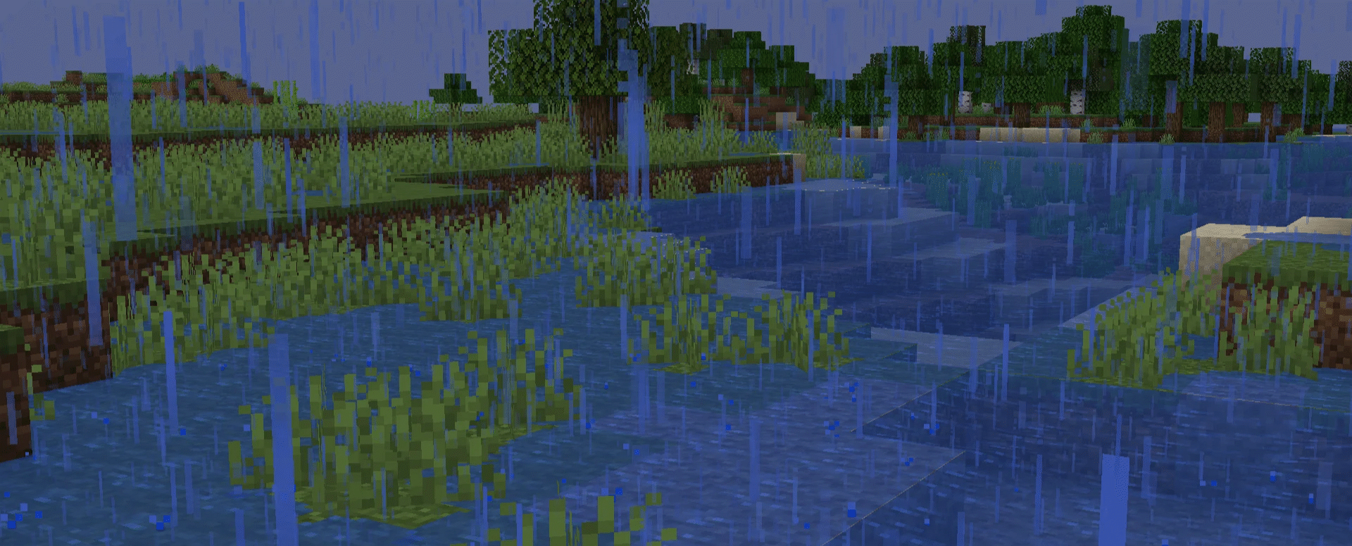 A flooded river bank