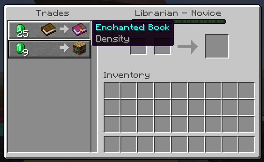 A density enchanted book available as a villager trade