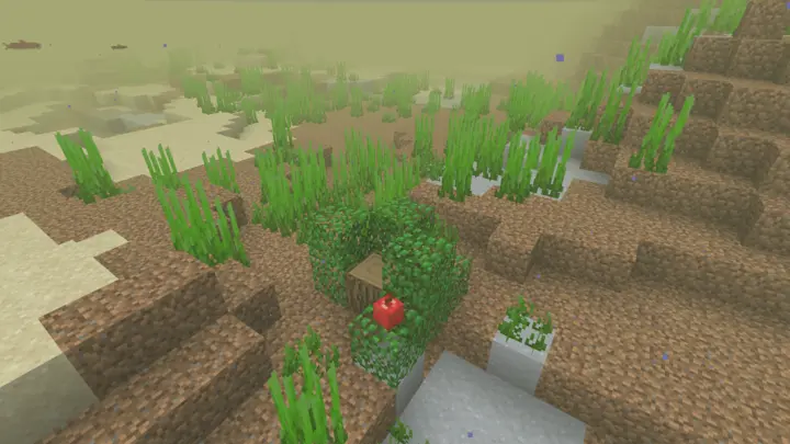 Underwater swamp bush with an apple