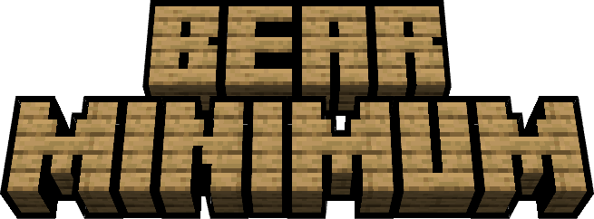 The words "Bear Minimum", made of oak planks.
