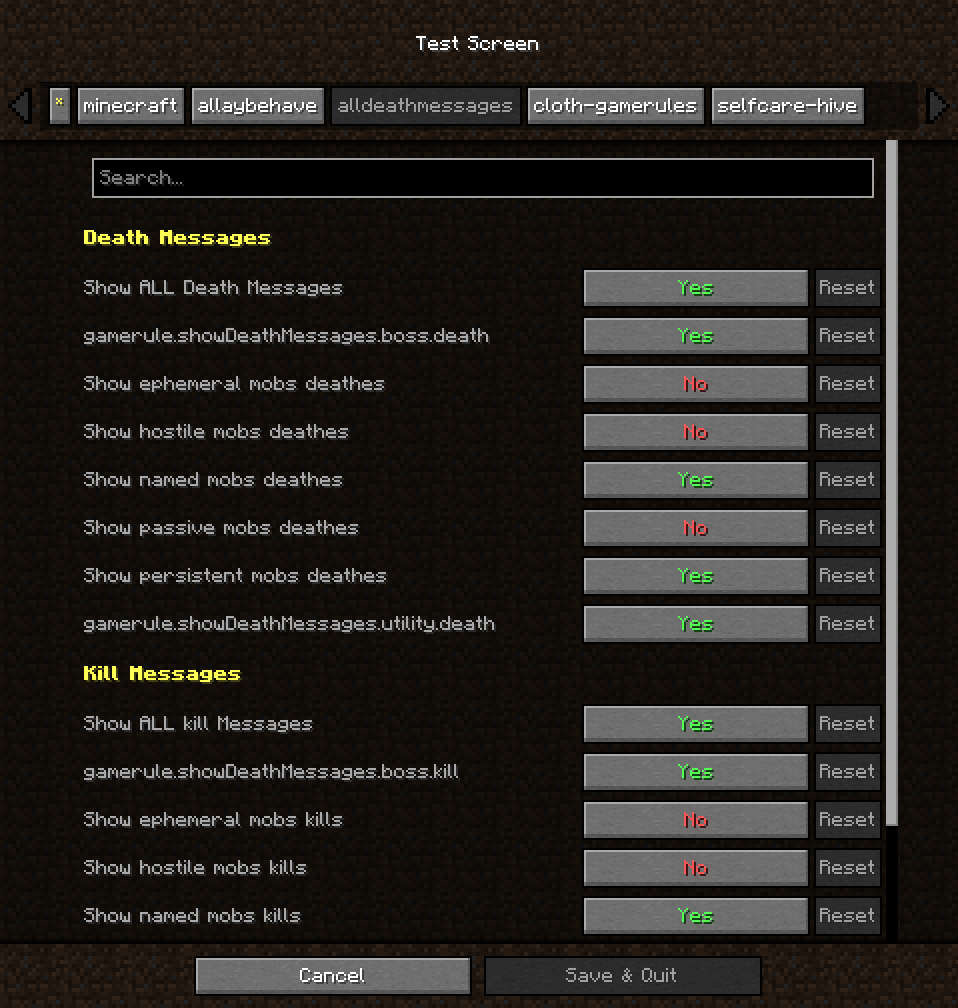 Per-mod filtering