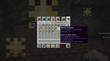 Tooltip for pickaxes