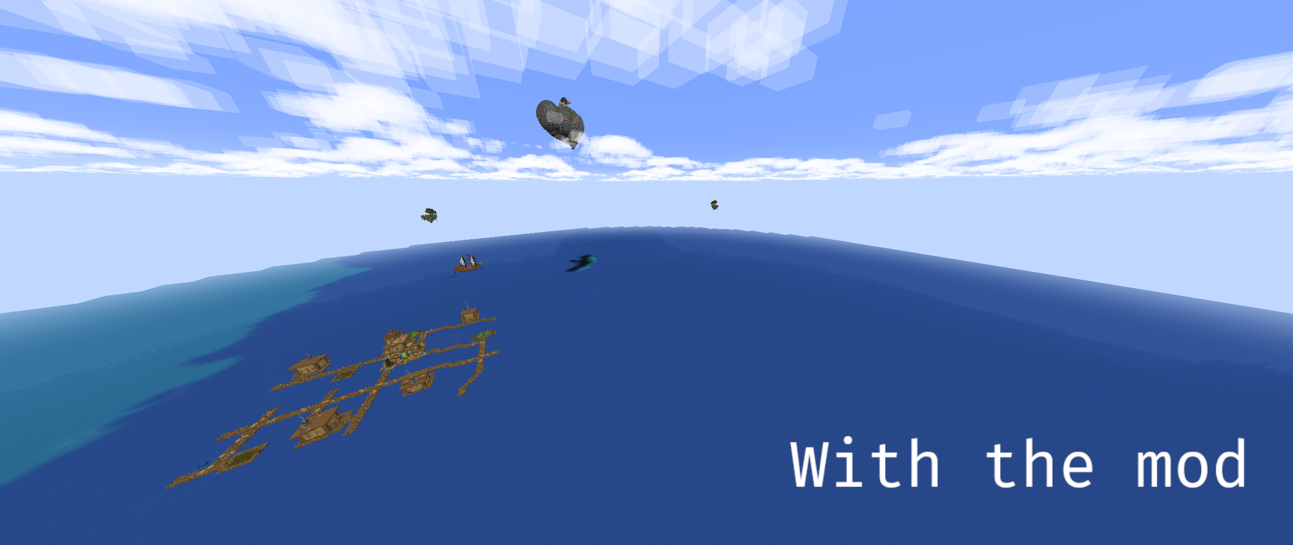 Second screenshot of the comparison, showing lot less structures in the same world (seed), at the same coordinates.