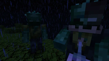 Intimidating Immortal drenched in pouring rain, with loyal Zap