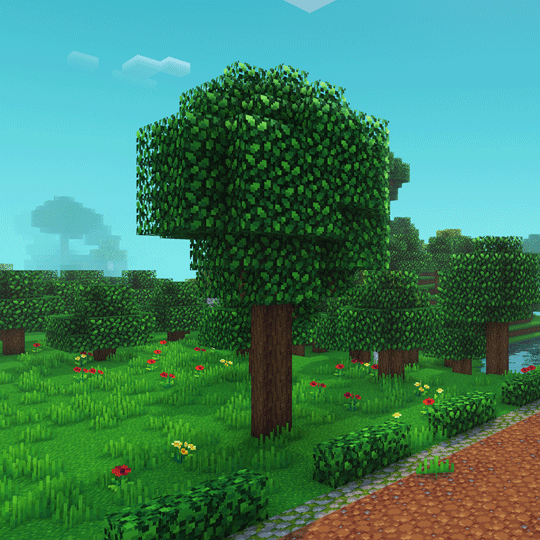 A comparison GIF of Whimscape with and without Whimscape Leaves